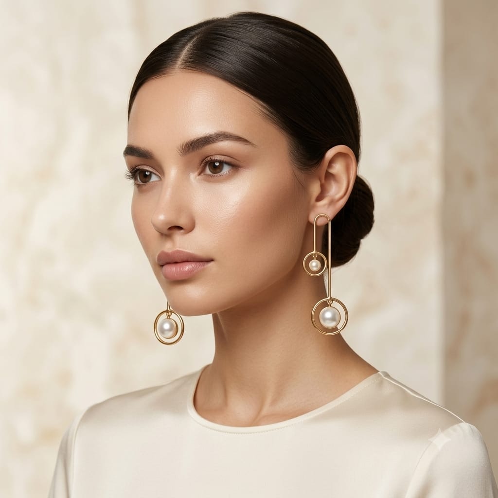 Rose Gold Pearl Drop Earrings