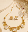 Gold Peacock Baroque Pearl Necklace & Earring Set
