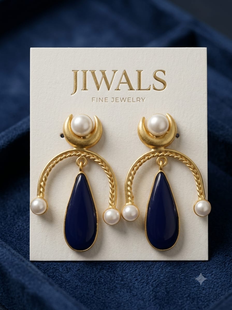 Royal Blue Pearl Drop Earrings