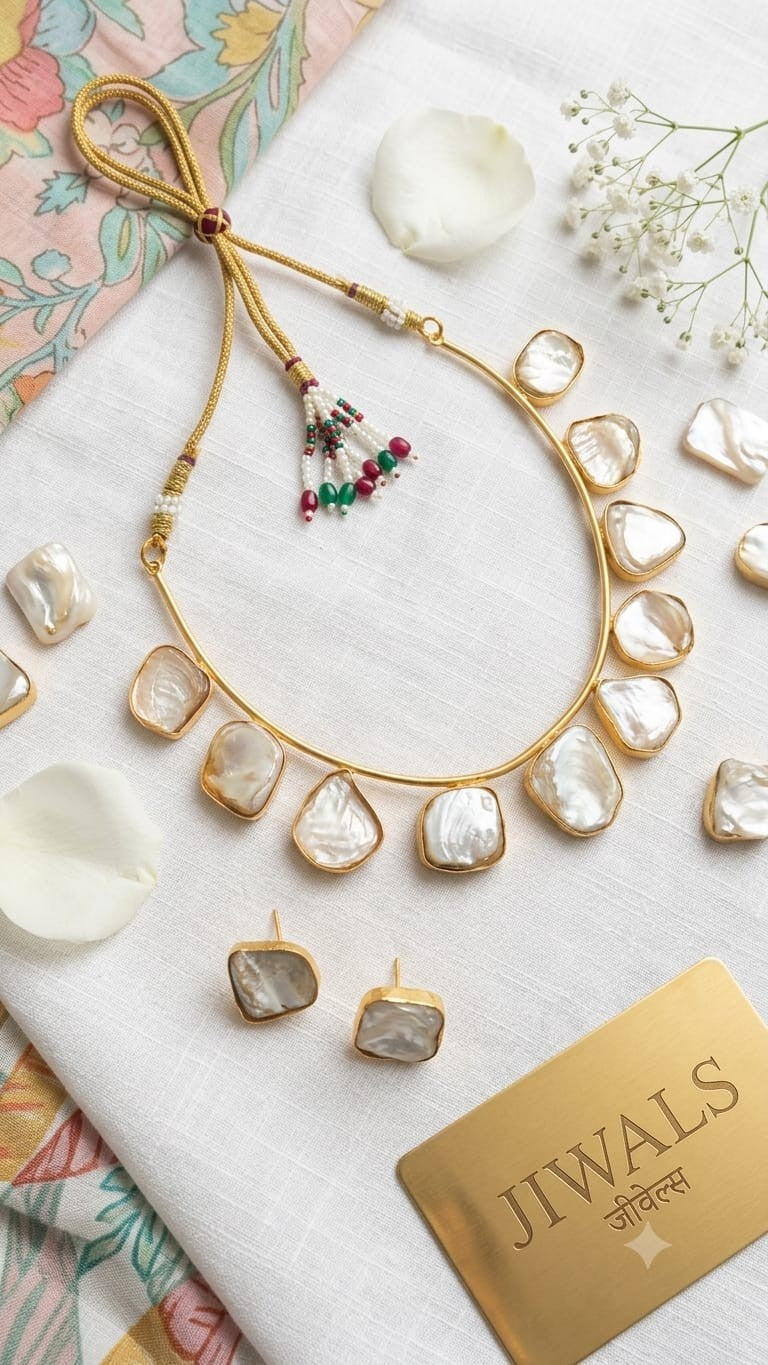 Mother of Pearl Necklace & Studs