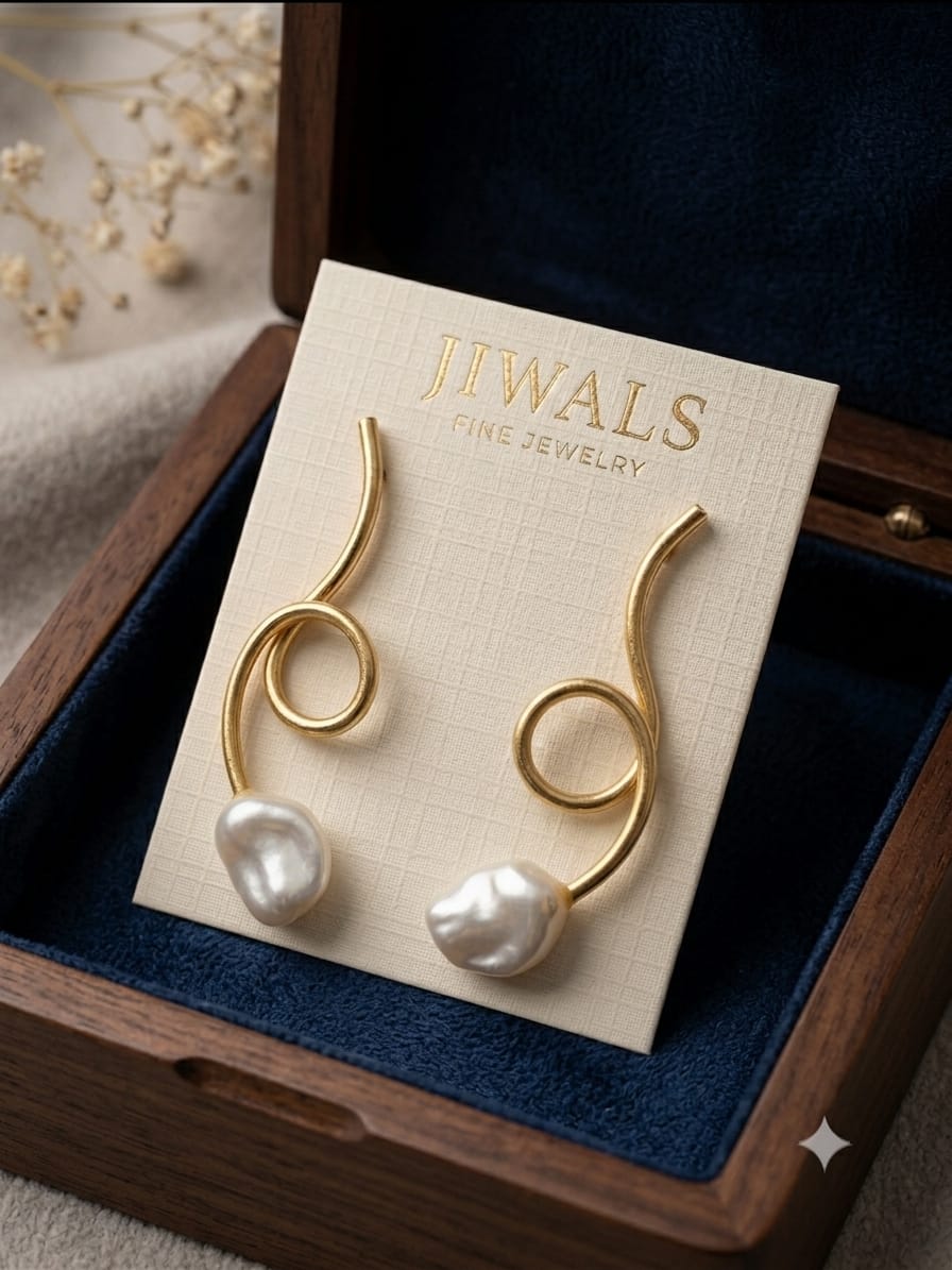 Gold Pearl Spiral Earrings |  JIWALS