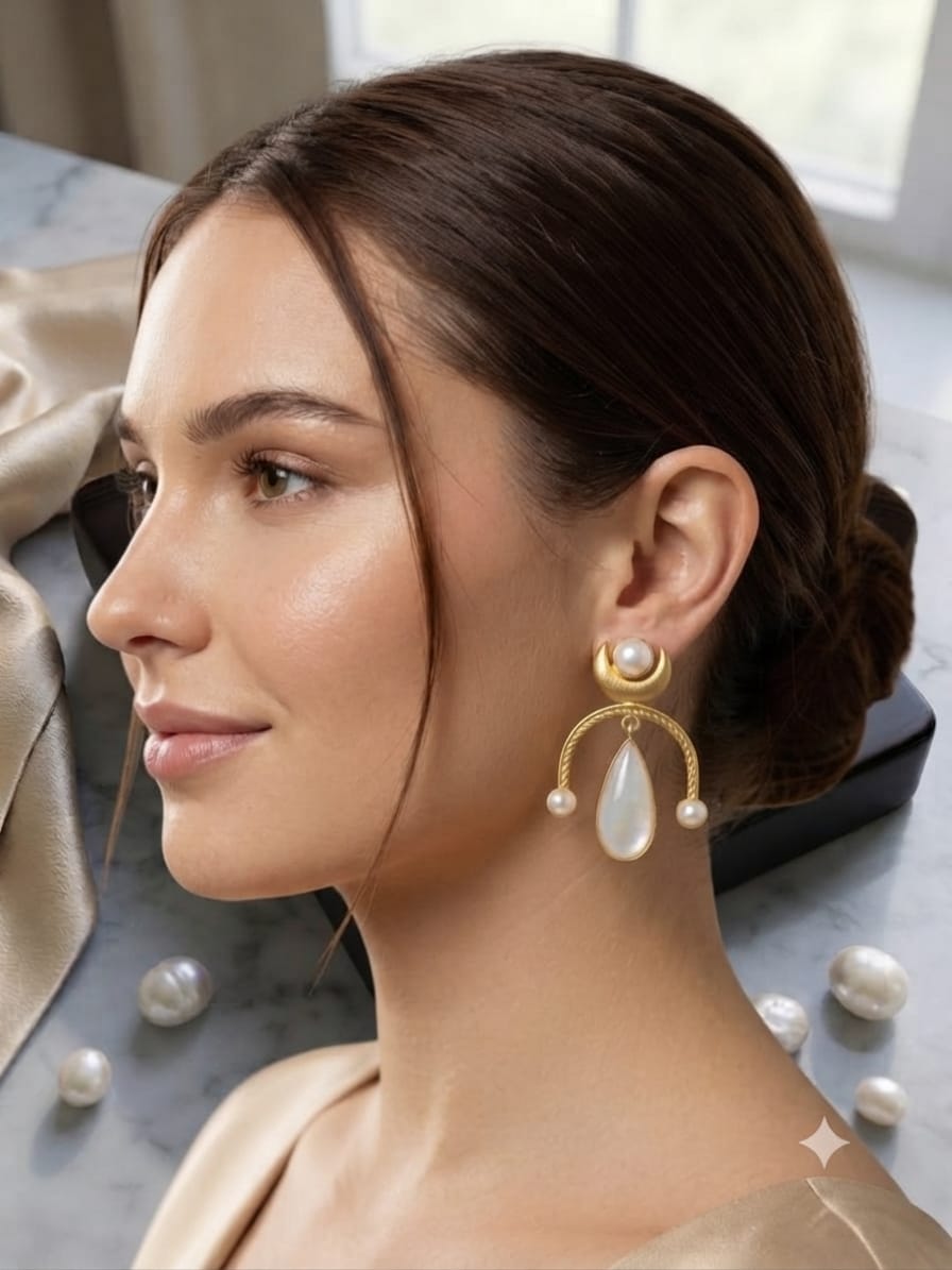 White Pearl Drop Earrings