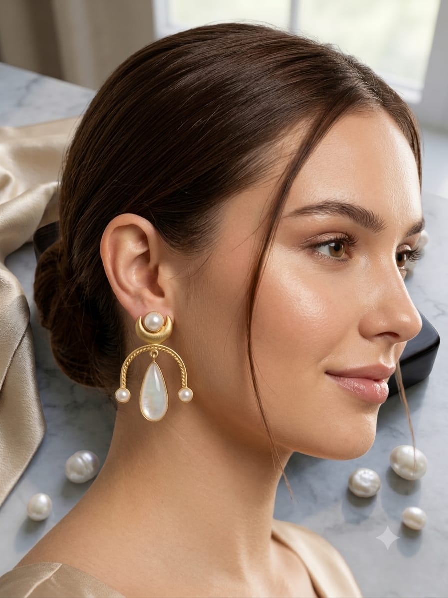 White Pearl Drop Earrings
