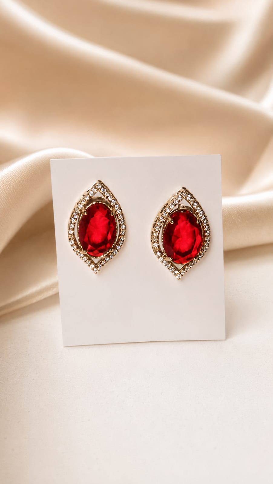Maroon  Crystal Stud Earrings